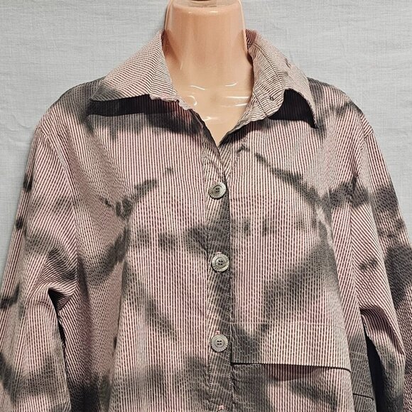 Dress to Kill Women Top Tunic Blouse Shirt One Size Tied Dye Button Up Long/Slee - Picture 2 of 15